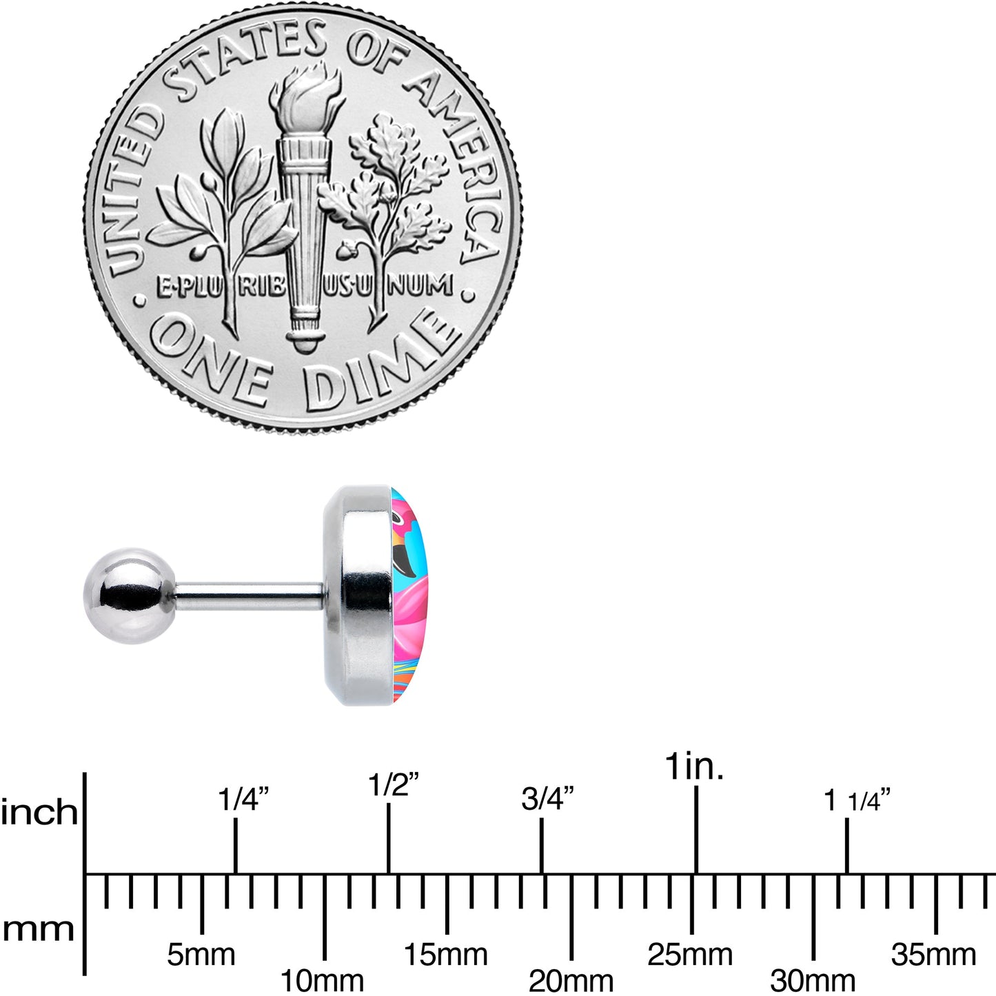 16G 1/4 Rainbow Sea Floating Flamingo Cartilage Tragus Earring by Onyx O