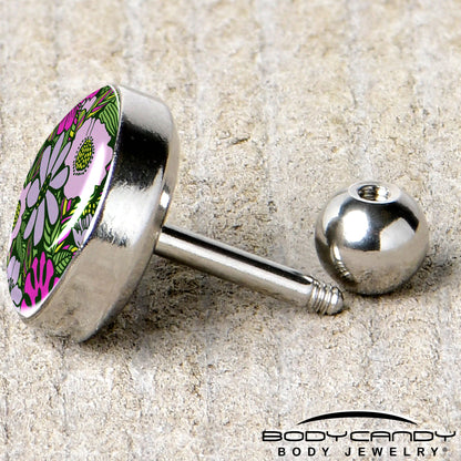 16G 1/4 Blossom Creation Paradise of Pink Flowers Cartilage Earring by Onyx O