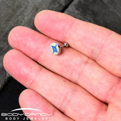 16G 1/4 Glow in the Dark Evil Eye Tragus Cartilage Earring by Onyx O