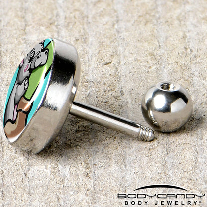 16G 1/4 Cute Biting Baby Hippo Cartilage Tragus Earring
