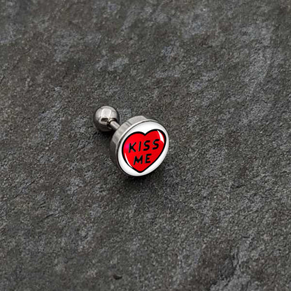 16G 1/4 Kiss Me Candy Heart Cartilage Tragus Earring by Onyx O