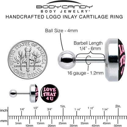 16G 1/4 Love That 4 You Cartilage Tragus Earring by Onyx O