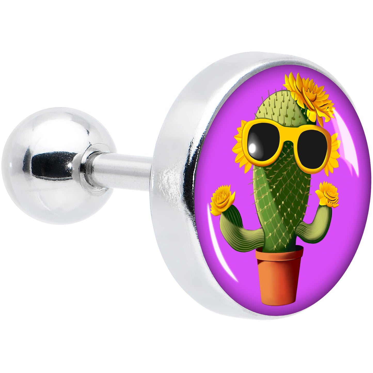 16G 1/4 Sunflower Cactus Cartilage Tragus Earring by Onyx O