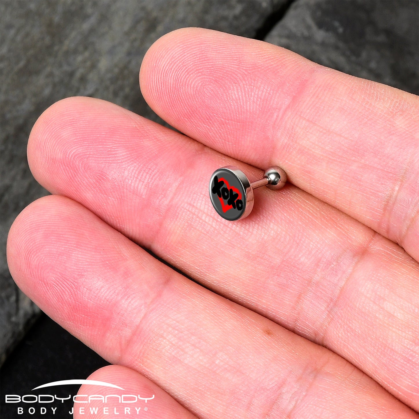 16G 1/4 XOXO Heart Tragus Cartilage Earring by Onyx O