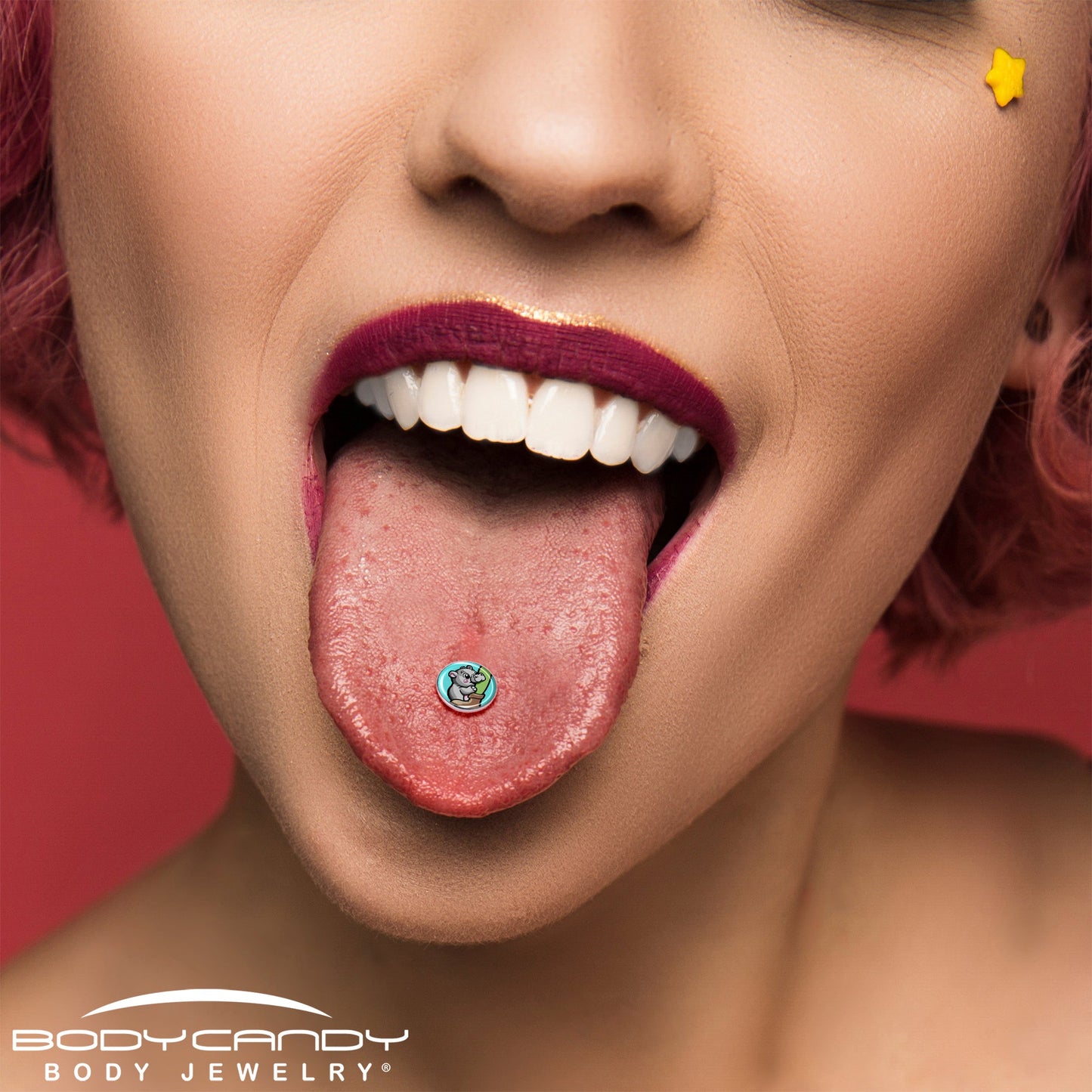 Cute Biting Baby Hippo Barbell Tongue Ring