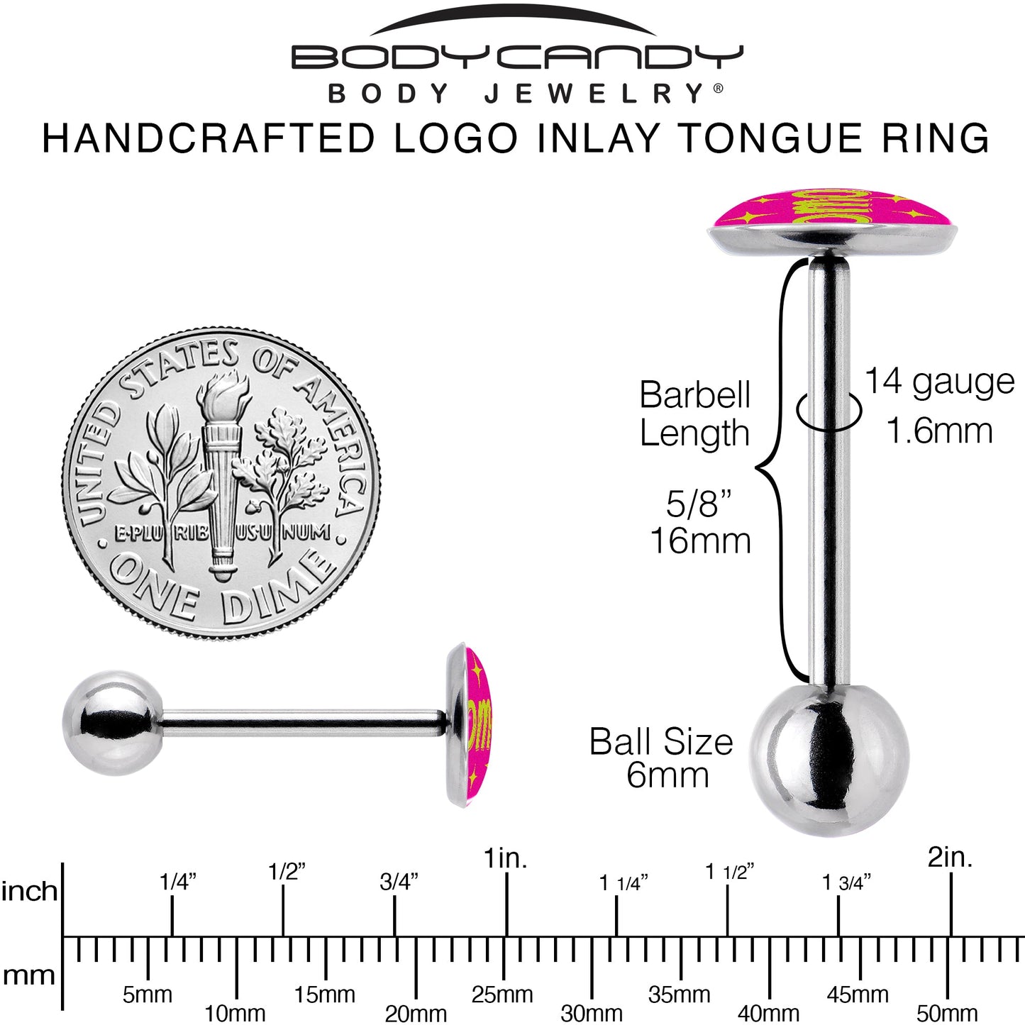 Pink JOMO Barbell Tongue Ring by Onyx O