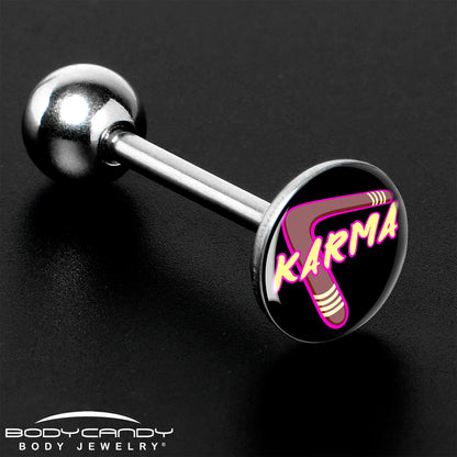 Karmic Boomerang Barbell Tongue Ring by Onyx O