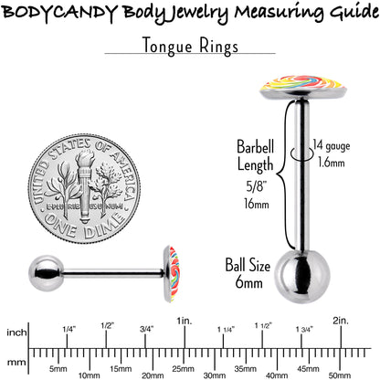 Rainbow Swirl Lollipop Barbell Tongue Ring by Onyx O