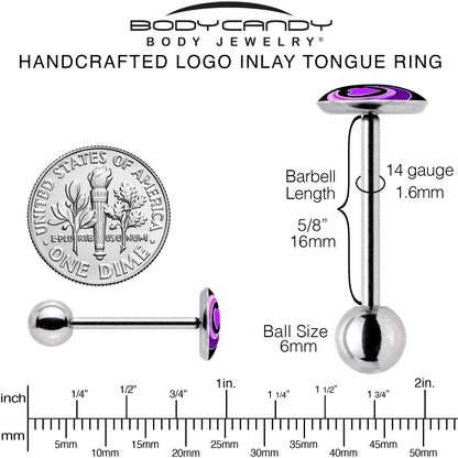 Crescent Moon Heart Barbell Tongue Ring by Onyx O