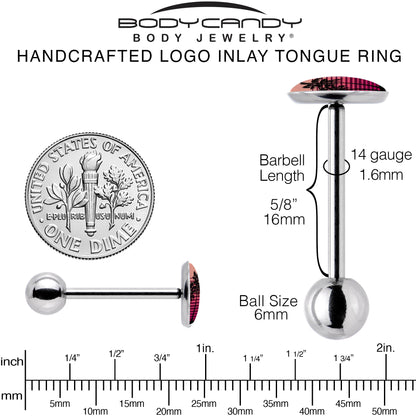 Palm Tree Retro Sunset Barbell Tongue Ring by Onyx O