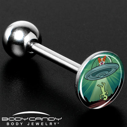 Reverse Alien UFO AbductionBarbell Tongue Ring by Onyx O