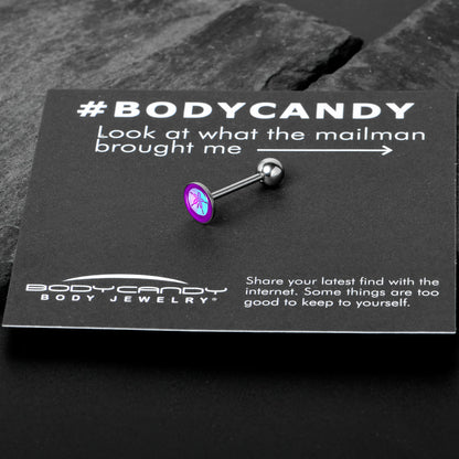 Purple Nautical Sand Dollar Barbell Tongue Ring by Onyx O