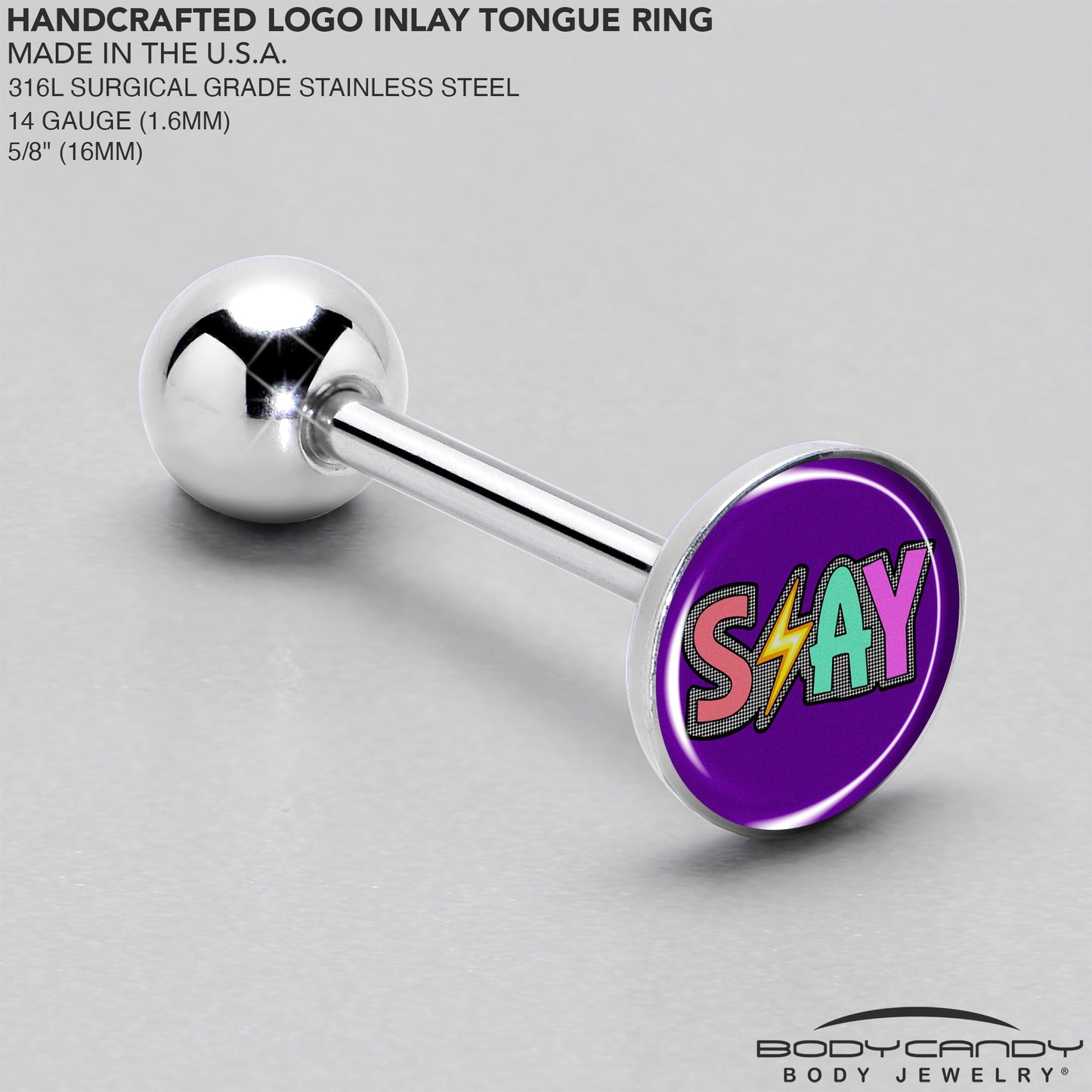 Colorful Lighting SLAY Barbell Tongue Ring by Onyx O