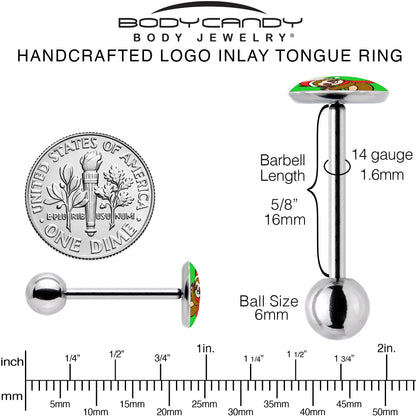 Santa Sloth Holiday Barbell Tongue Ring by Onyx O