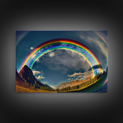 Fish-Eye Rainbow, Yellowstone, Framed Canvas Print, beautiful rainbow nature art
