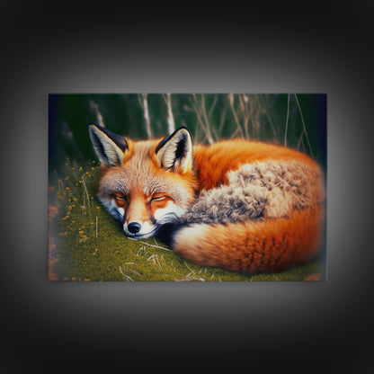 Sleeping fox Framed Canvas Wall Art, Canvas Print Decor for Home & Office Decoration Canvas Ready to Hang