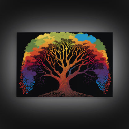 Rainbow Tree of Life, Framed Canvas Print