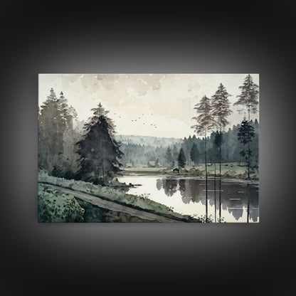 Wall Art Oil Painting Landscape Framed Canvas Print, Vintage Nature Framed Large Gallery Art, Antique Style Art Ready to Hang