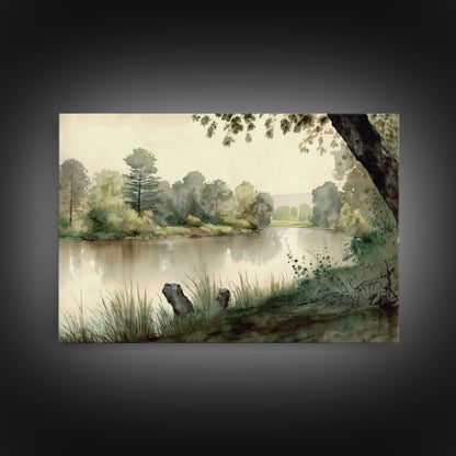 Retro Rustic Boho Style Vintage Landscape Wall Art Canvas Print, Sketch Natural Framed Large Gallery Art, Minimalist Art Ready to Hang