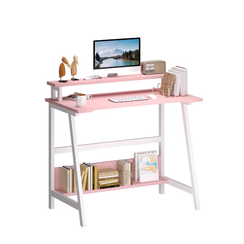 Computer Home Office Desk, 31.5" Desk for Small Spaces with Storage Shelf,Small Computer Desk with Monitor and Bookshelf, Modern Simple Style Laptop Desk