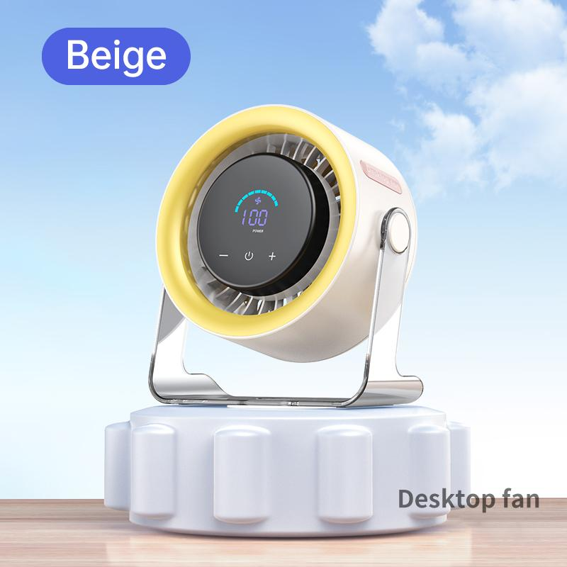 Coolhill Desktop Fan Turbo Table Fan Travel Vacation Essentials for Office 100-Speed Digital Display Low Noise Rechargeable Battery Dual Adjustment Modes Quiet Cooling Quiet Desk Fan Portable