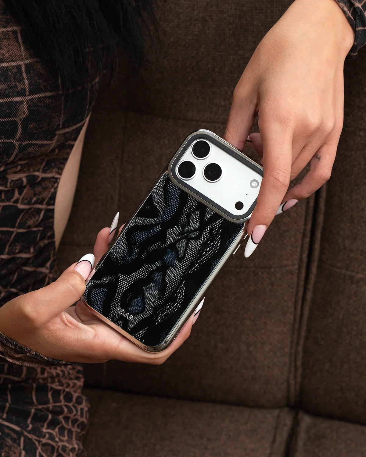 Viper Mesh | Teal Snakeskin Python Print iPhone Case