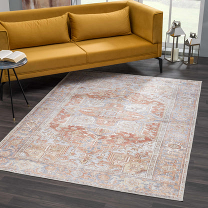 Maayon Medallion Rust Washable Area Rug