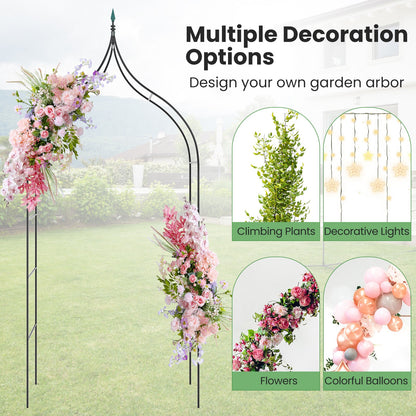 9.5 Feet Decorative Metal Garden Arch for Vine Rose Climbing Wedding Ceremony Party Decoration