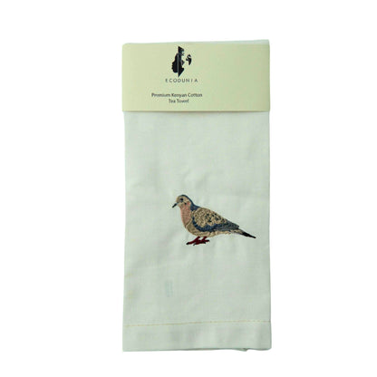 100% Cotton Tea Towels with Bird Embroidery - Kitchen Towels