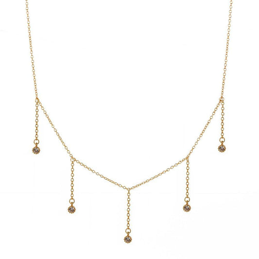 Drop Necklace with Five Cubic Zirconia Stone