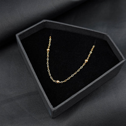 Stainless Steel Ball Rose Gold Tone PVD Station Necklace Satellite Chain Layering Necklace