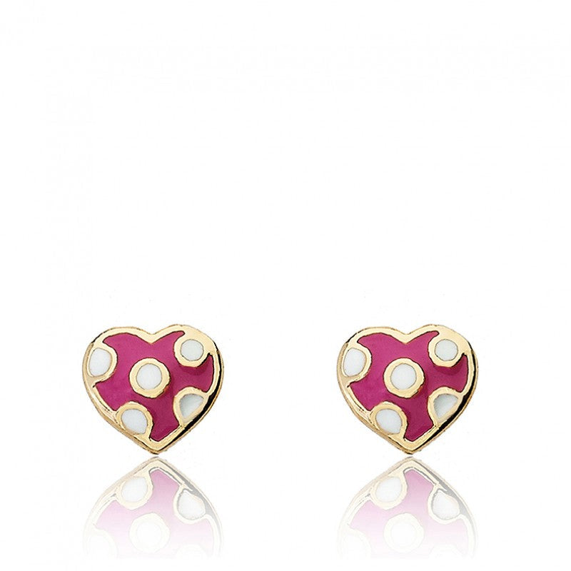 Enamel Polka Dot Heart Earring