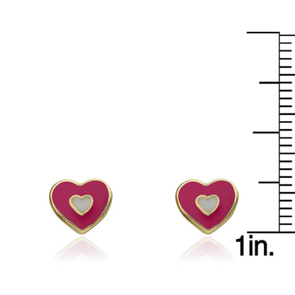 Enamel Heart Stud Earring