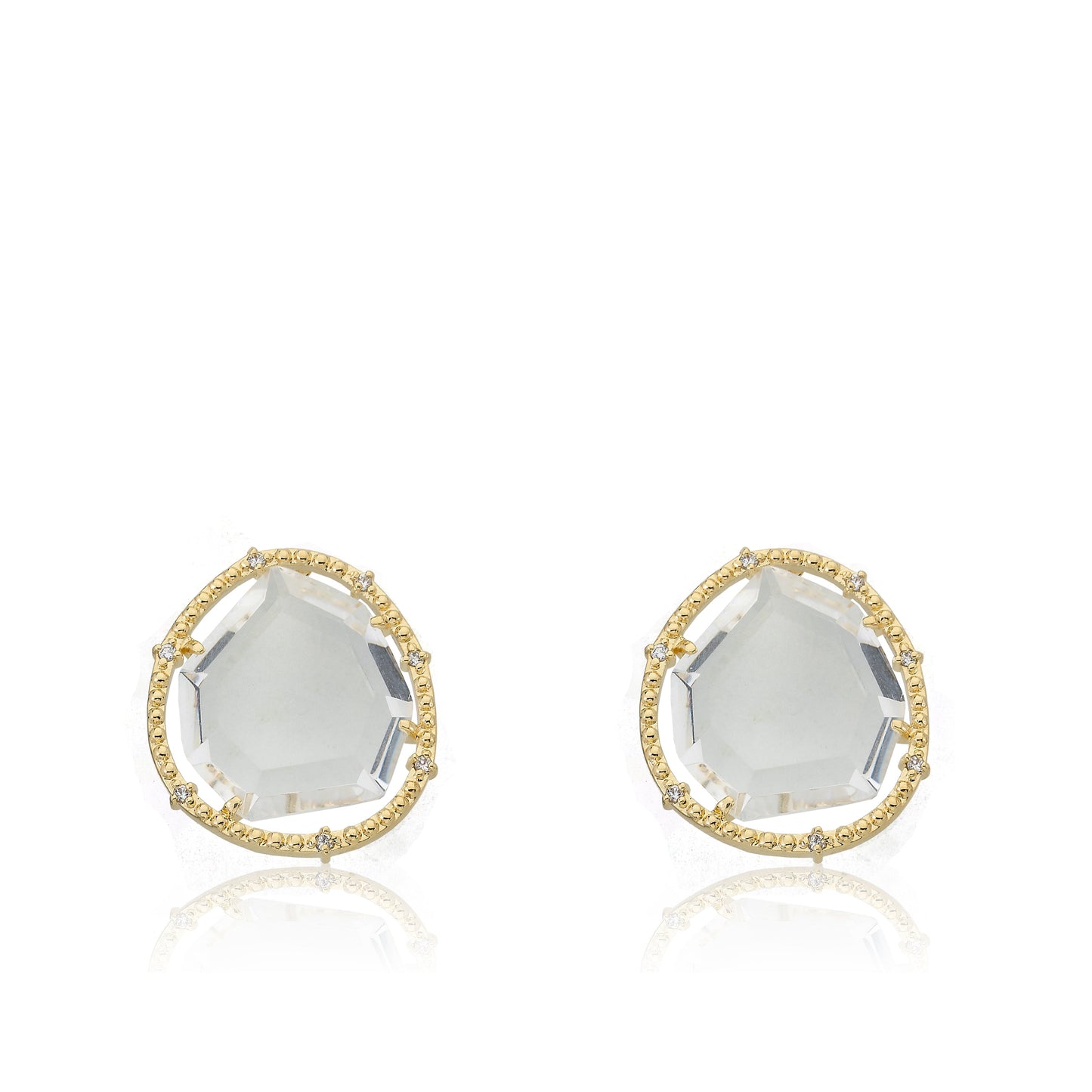 14K Gold Plated Sliced Glass Stud Earring