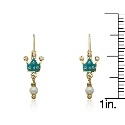 Crystal Crown & Pearl Dangle Earring