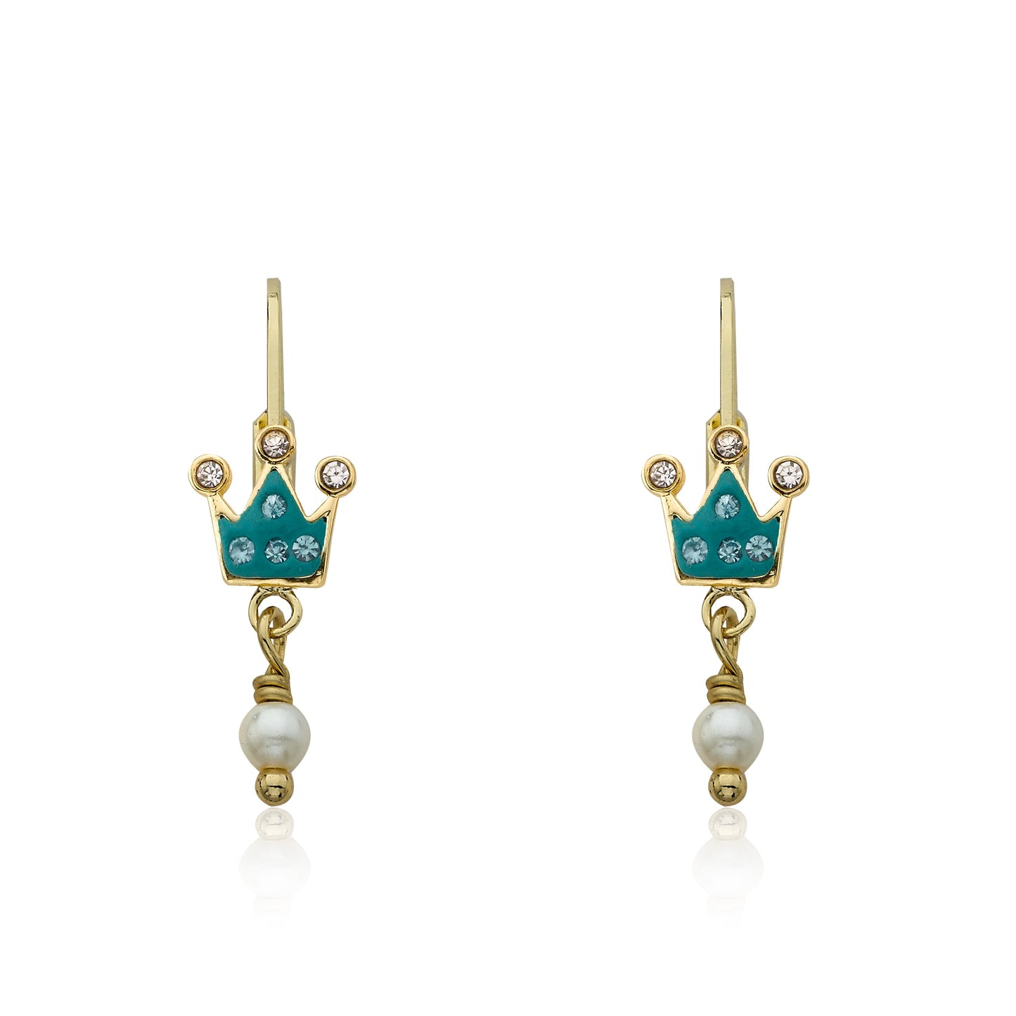 Crystal Crown & Pearl Dangle Earring