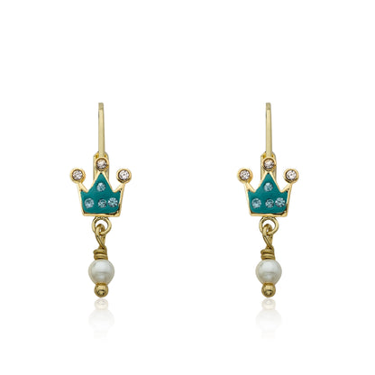 Crystal Crown & Pearl Dangle Earring