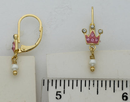 Crystal Crown & Pearl Dangle Earring