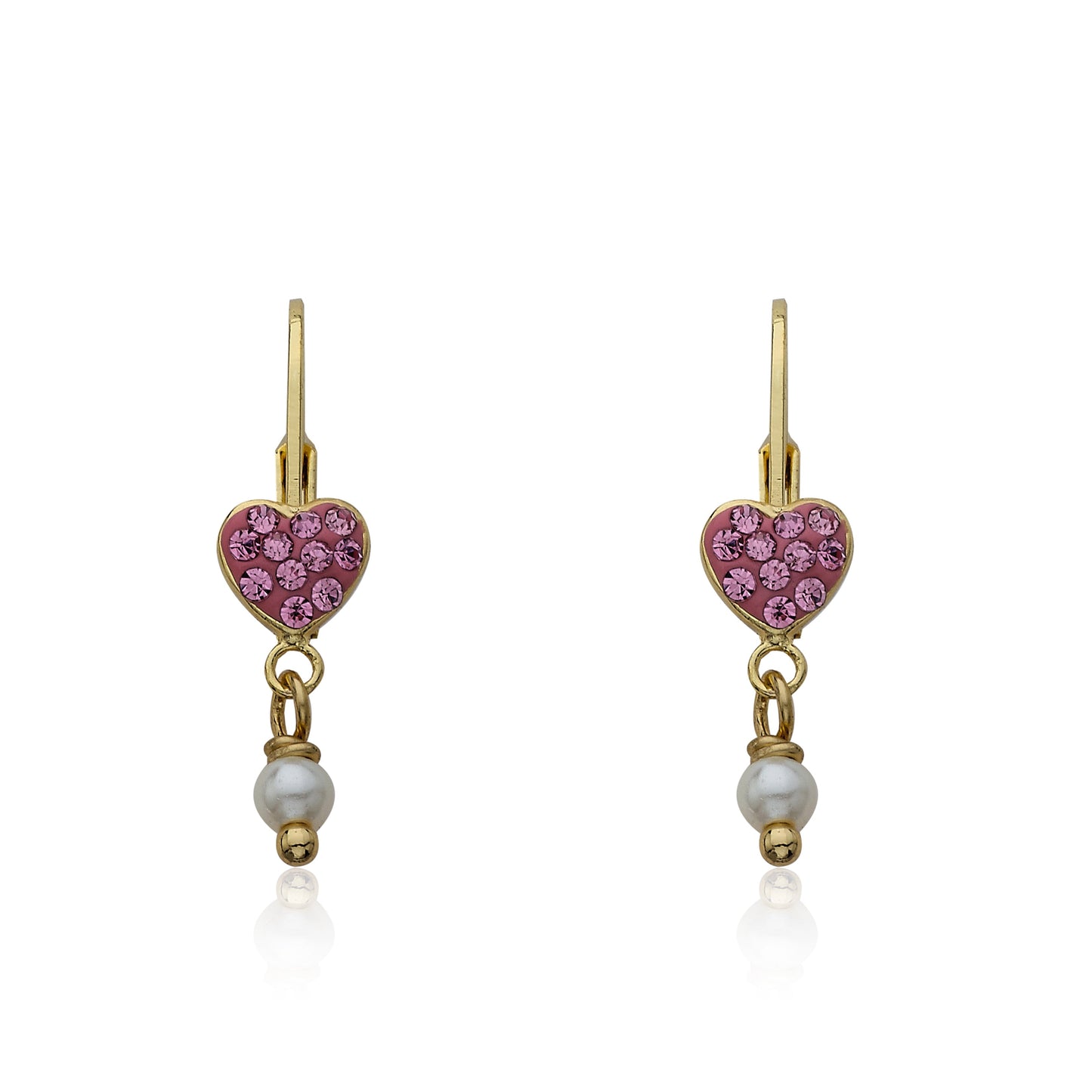 Crystal Heart & Pearl Dangle Earring