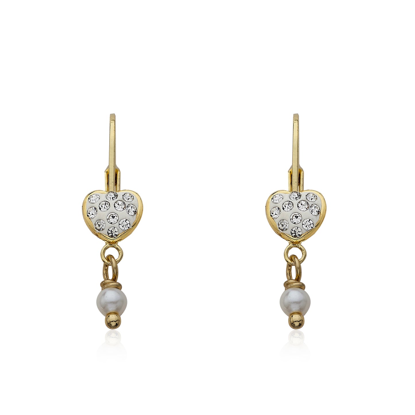 Crystal Heart & Pearl Dangle Earring