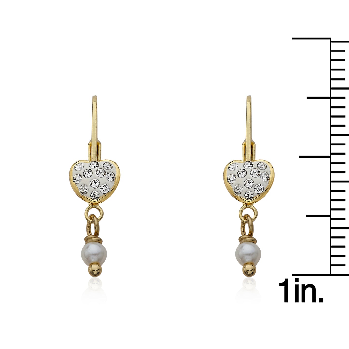 Crystal Heart & Pearl Dangle Earring
