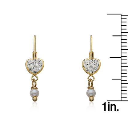 Crystal Heart & Pearl Dangle Earring