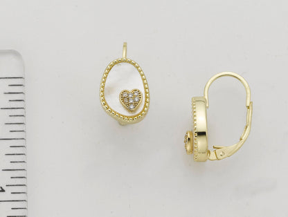 Mother Of Pearl Cz Heart Earring
