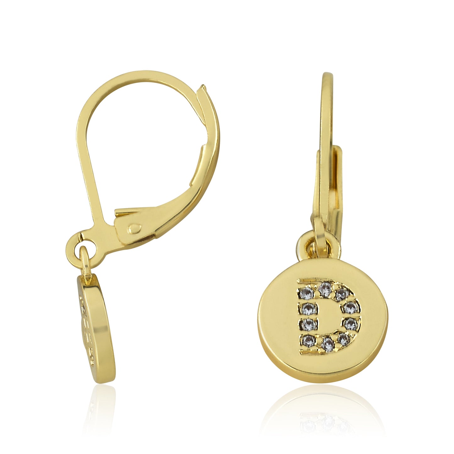 Classic! Initial Disc Leverback Earring