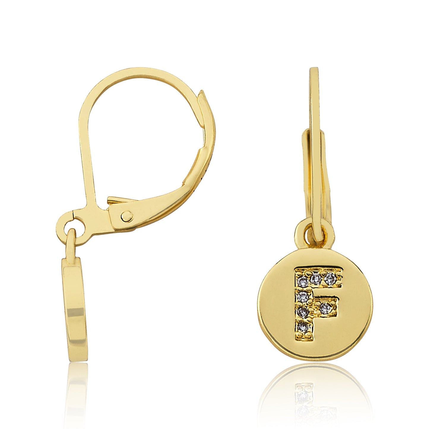 Classic! Initial Disc Leverback Earring