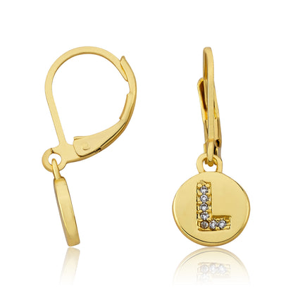Classic! Initial Disc Leverback Earring