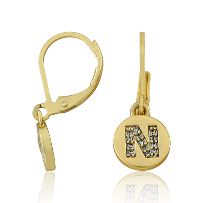 Classic! Initial Disc Leverback Earring