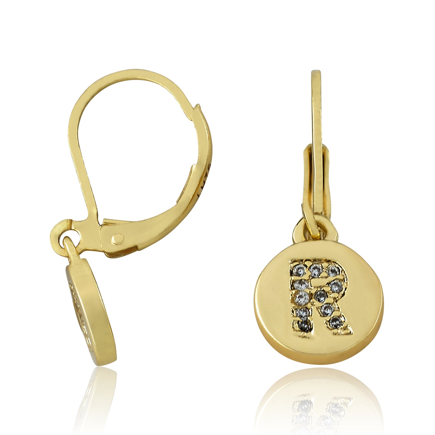 Classic! Initial Disc Leverback Earring