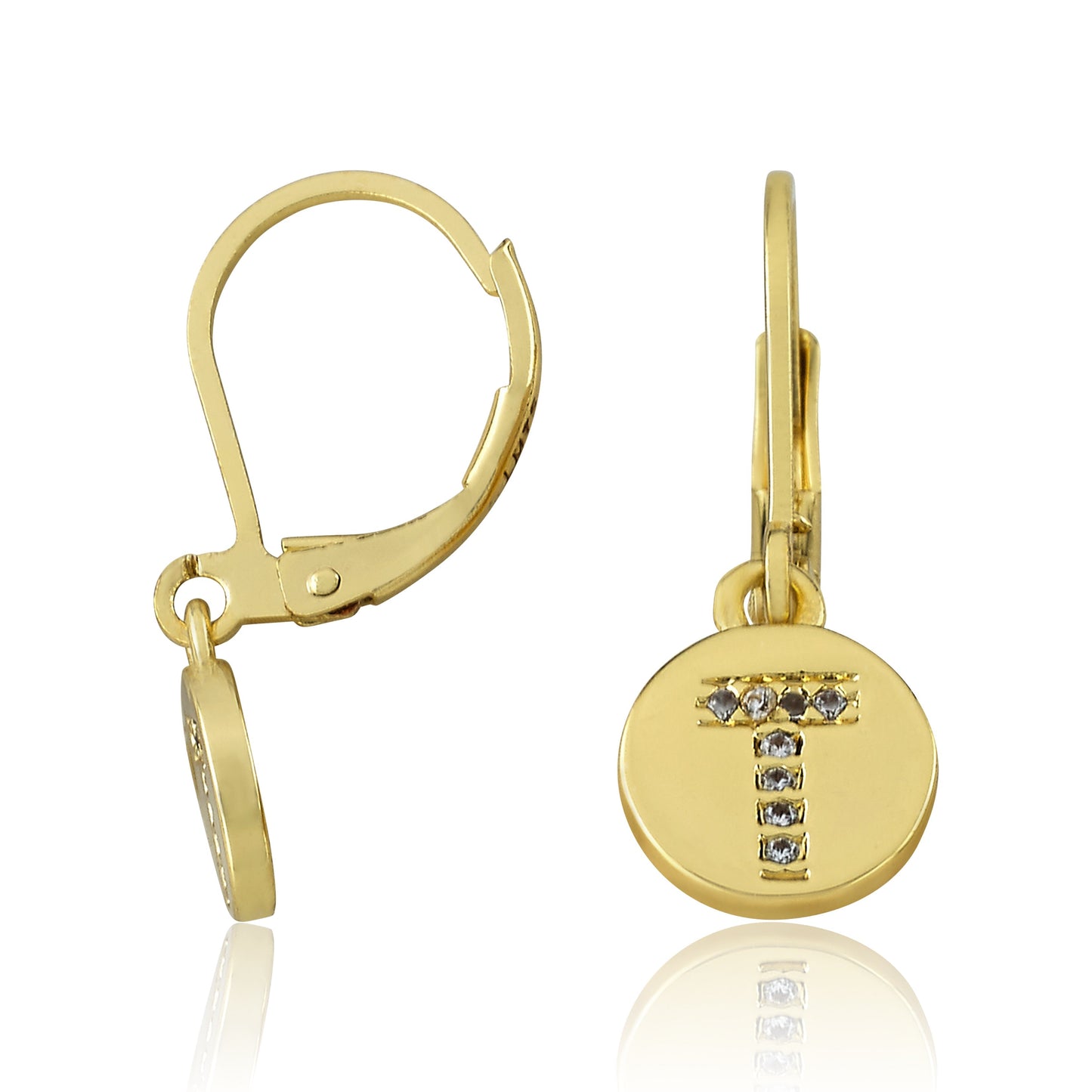 Classic! Initial Disc Leverback Earring