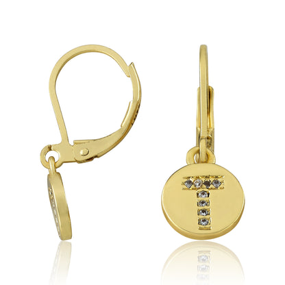 Classic! Initial Disc Leverback Earring